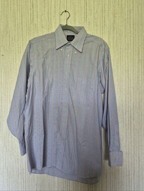 Eagle Shirt Makers Size 15.5  32/33 Blue And Red Plaid Long Sleeve Dress Shirt